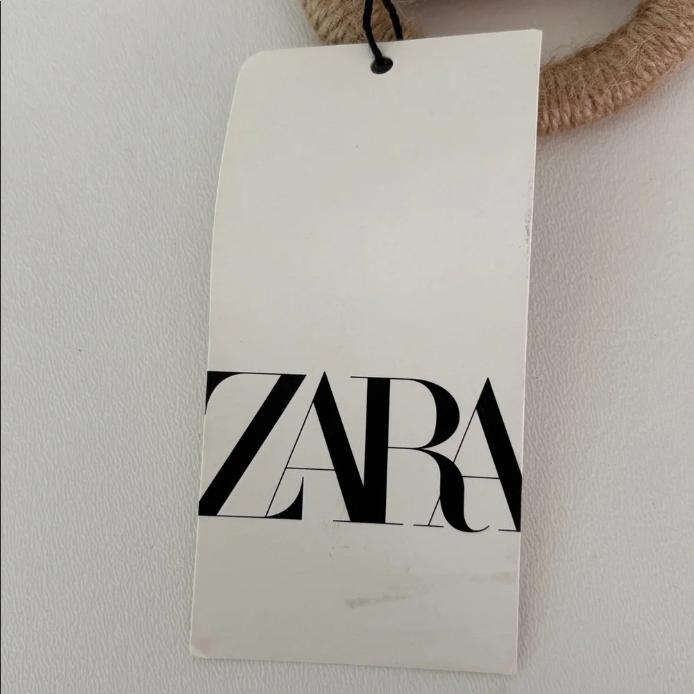 NWT Zara Woven Jute Belt in Natural Pink Multi Boho Casual Festival Size 34